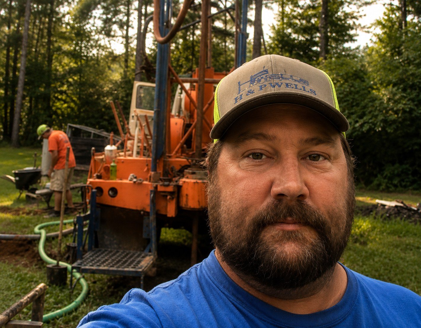 H&P Wells owner on site in front of the drill rig